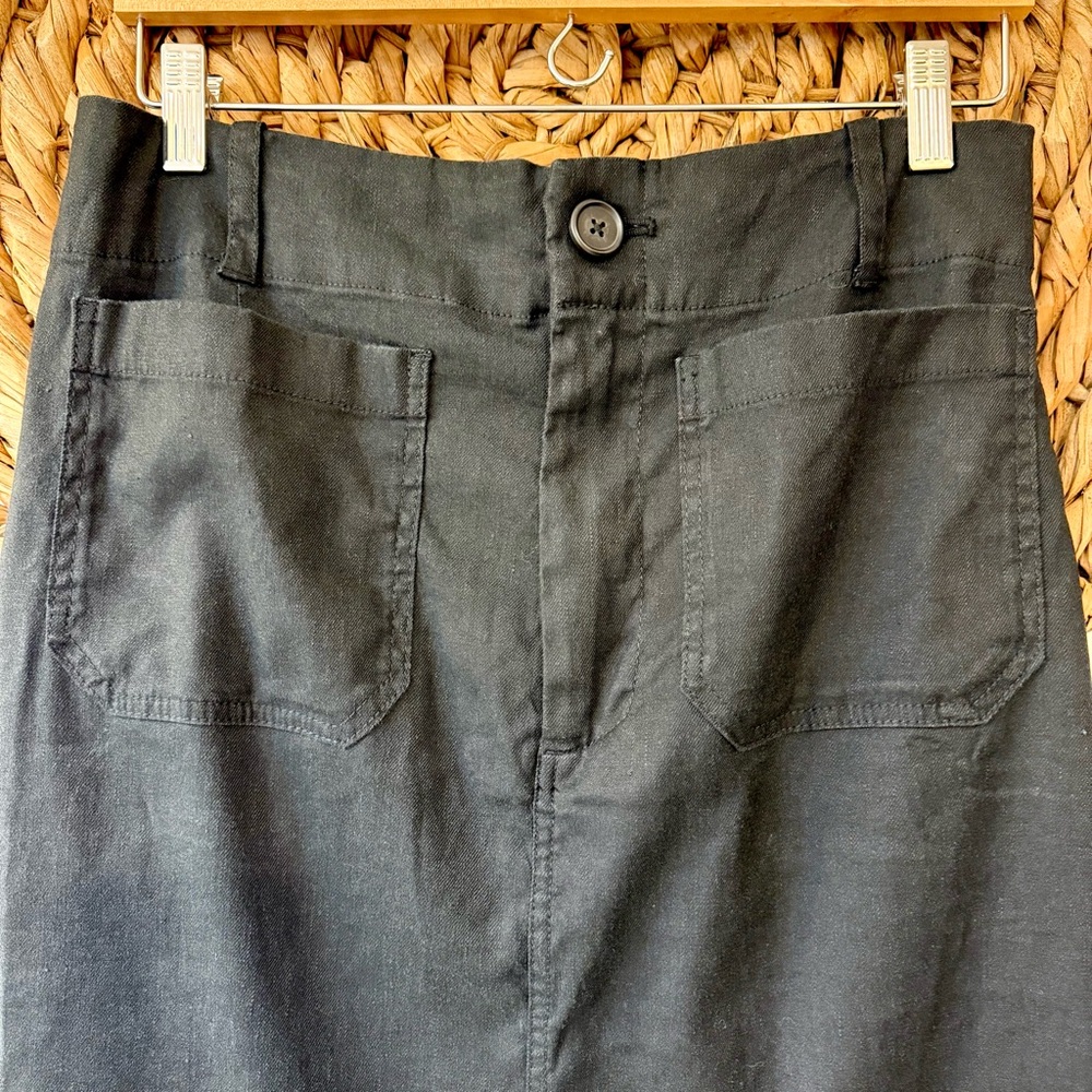 NWT Anthropologie Maeve The Colette Skirt in Black Linen Edition Size Medium - Picture 4 of 15
